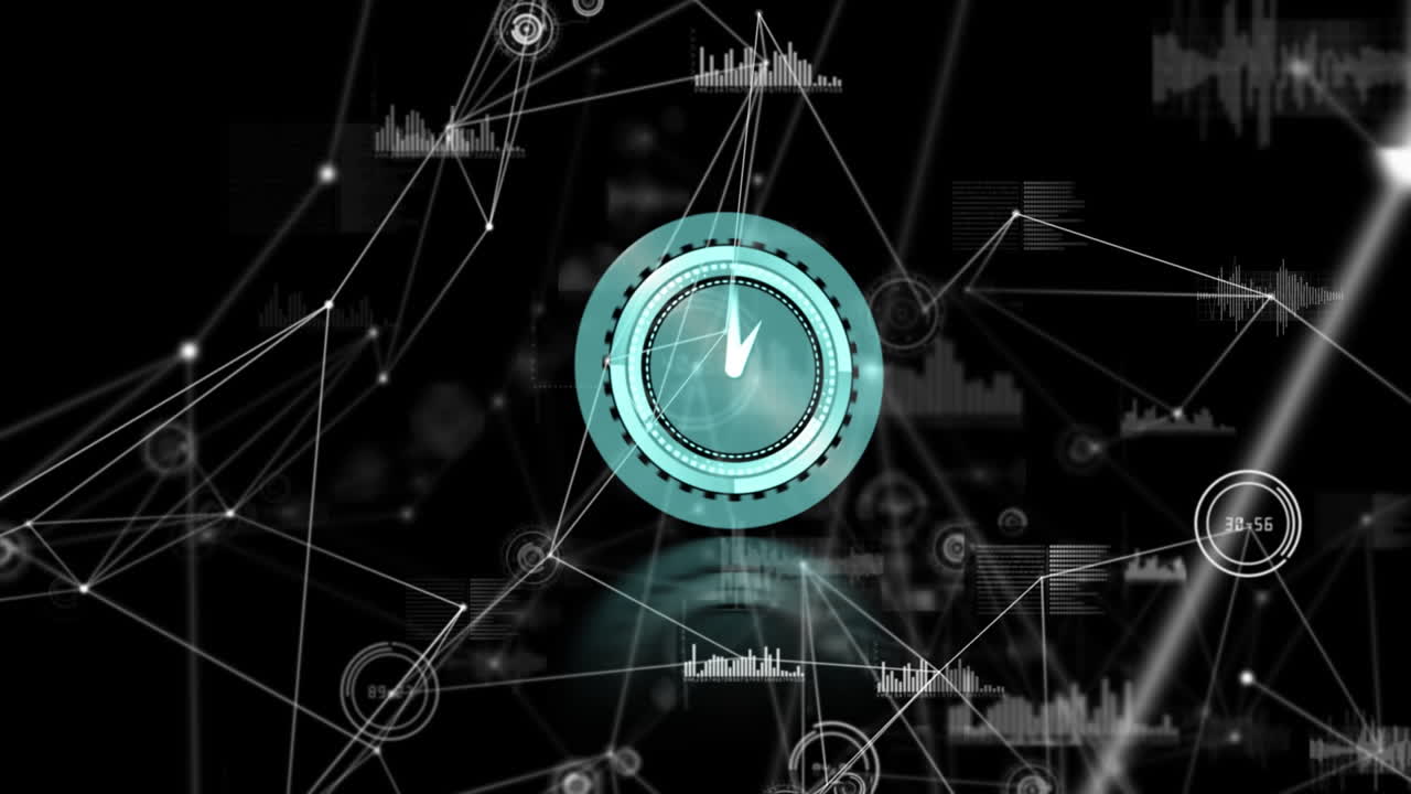 Animation of network of connections over clock moving fast