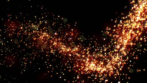 golden glitter flight with sparkling light. shining christmas particles intro