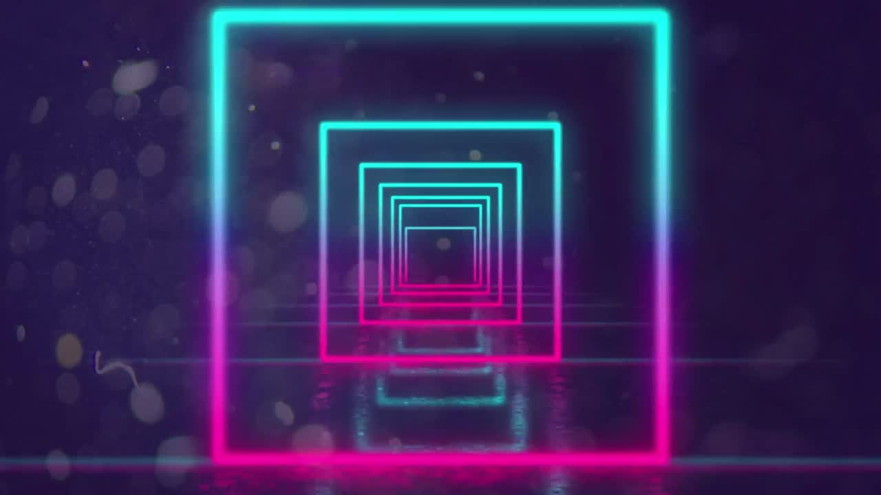 검은 바탕에 밝은 반점 위의 사각형의 애니메이션