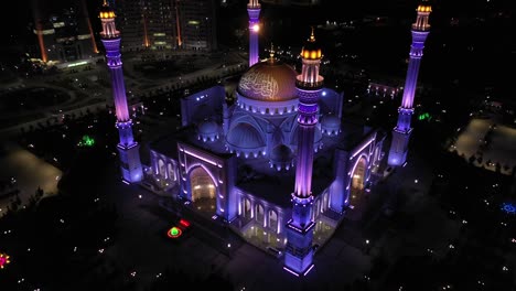 mosque pride of muslims named after the prophet muhammad in the city of shali. the largest mosque in europe. aerial view