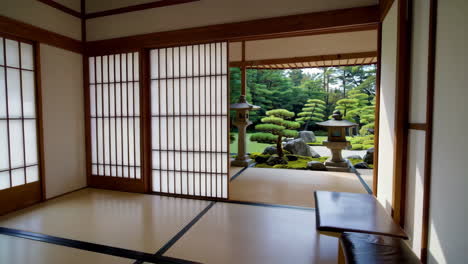 japanese house interior with garden view