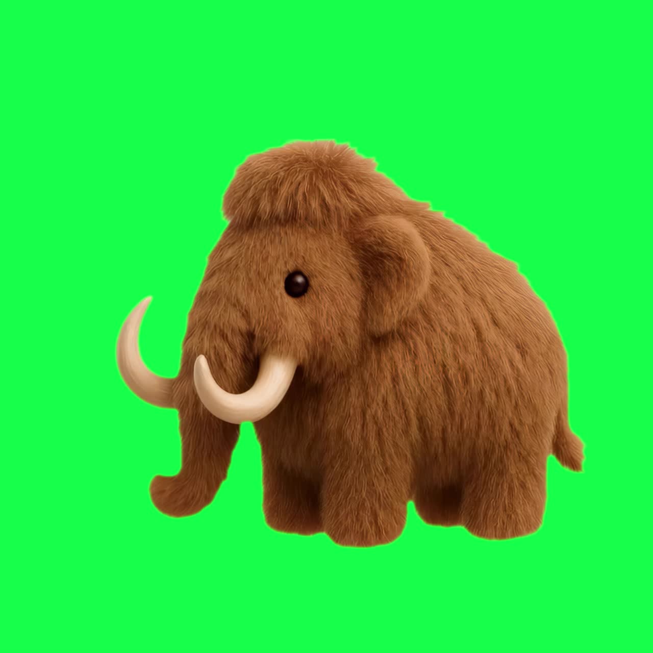 Cute woolly mammoth toy animation, transparent 4K video, green screen ...