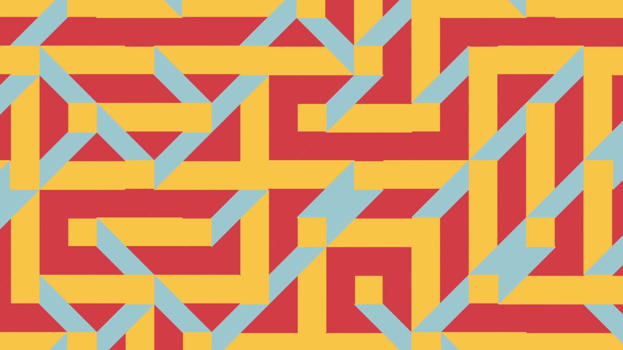 In a warm color palette, a retro mosaic with geometric animated tiles. In a vintage flat style, a seamless loop motion graphic animation