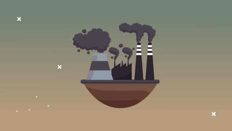 fábrica de plantas contaminantes con escena de chimeneas