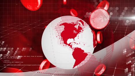 globo digital con glóbulos rojos digitales en movimiento