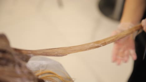 Close up of hairdresser is dying hair of client wi 4k 2025 08 05 02 29 04 utc (2).mov | applying, barber, barber shop, beautician