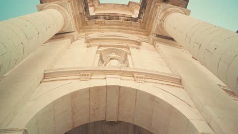 Lisbon-ancient-baroque-Cathedral-National-Pantheon-front-facade-detail-and-statue-4K