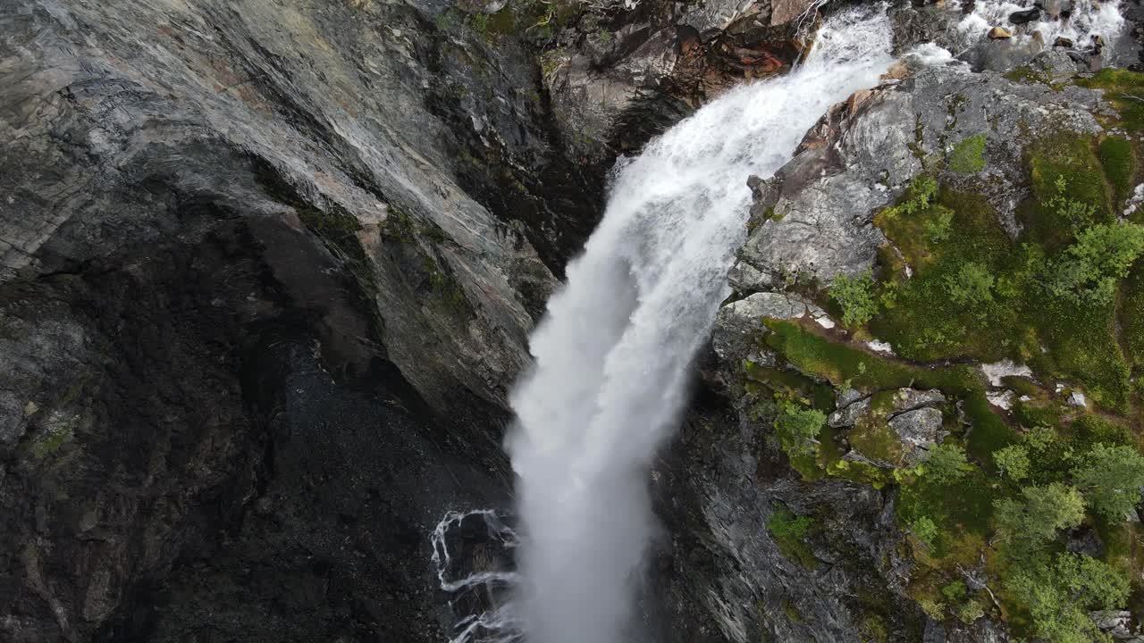 The top of beautiful Vettisfossen waterfall in Norway