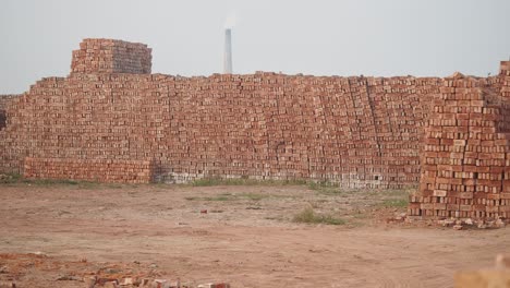 stacked bricks at a brickyard