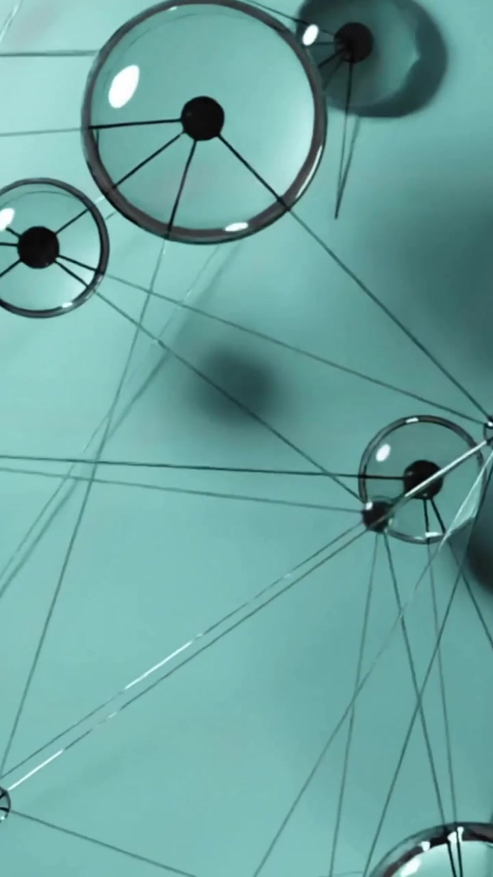 Network of interconnected nodes and lines, data visualization animation