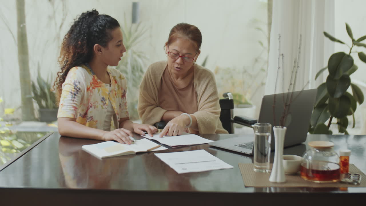Two women discussing something
