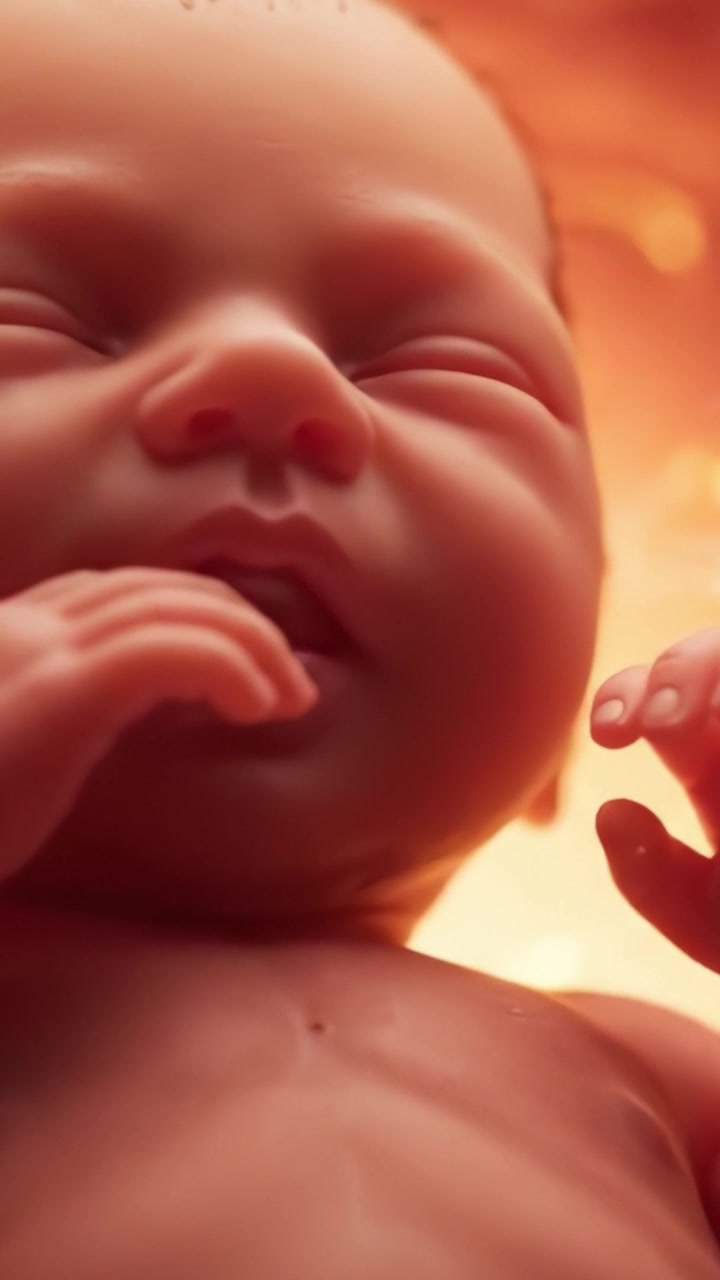 Captivating Scenes of a New Life: A Close-Up Journey into the World of a Newborn Baby Surrounded by the Warm Glow of Creation