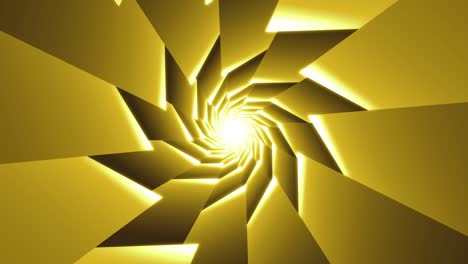 yellow spiral tunnel with sharp edges. abstract looped animated background