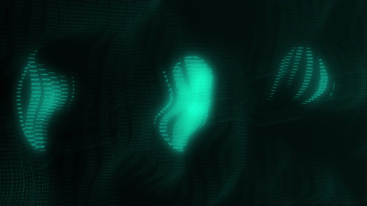 Animazione di una catena, elaborazione di dati al computer su una scheda madre