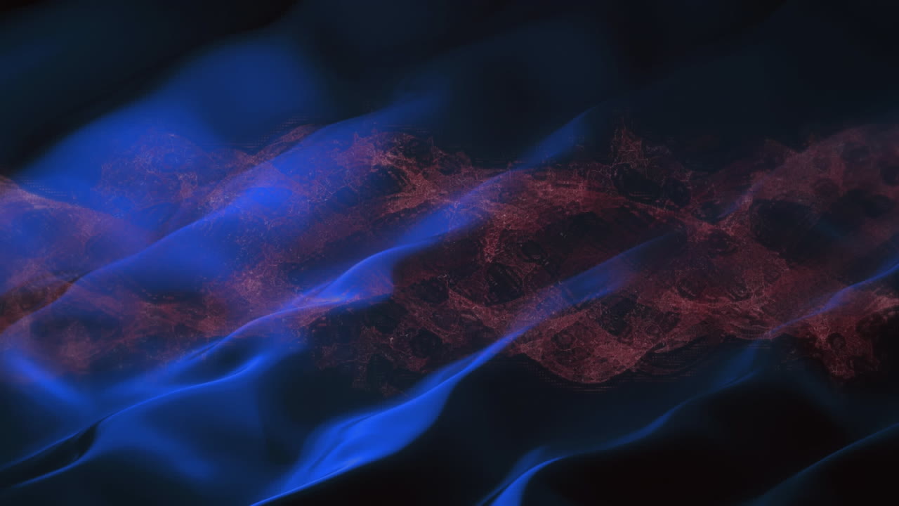 Animation of red waves over liquid background