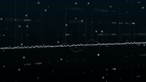 animation of data processing and white particles floating against black background