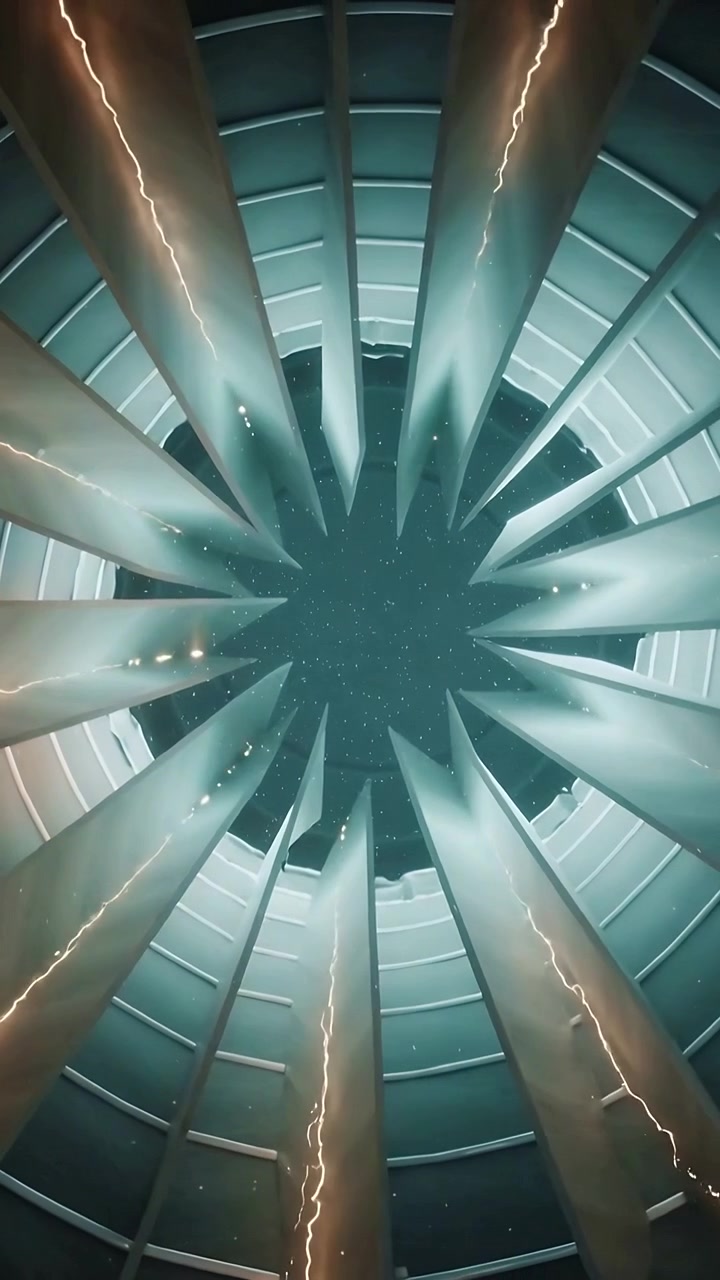Vertikal video: Radiale vinger, der reagerer på overspænding og udsender elektriske lysbuer til det centrale tomrum inde i rotoren.