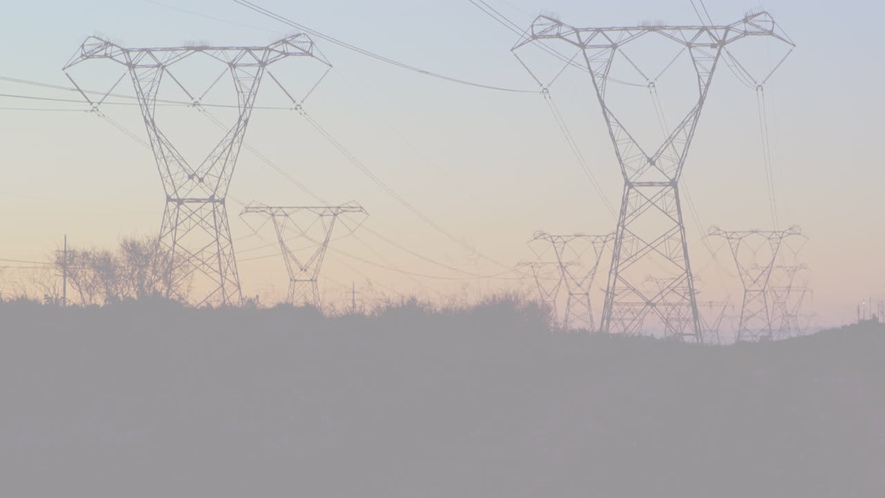 Animation of electricity poles over flag of ukraine