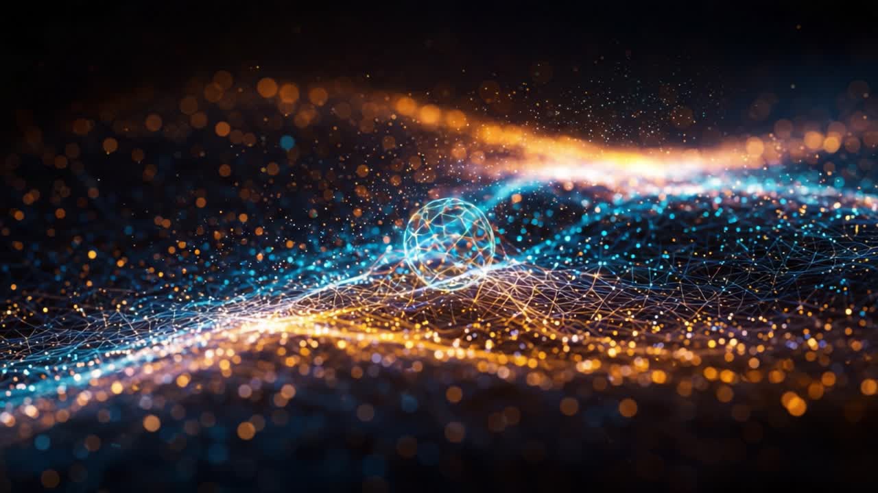 A Stunning Visualization of Vibrant Particles and Colorful Light Trails in a Futuristic Digital Landscape Representing Energy and Motion