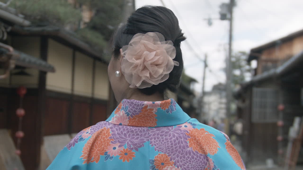 Stunning Japanese woman walking through old Streets in Japan (50p)