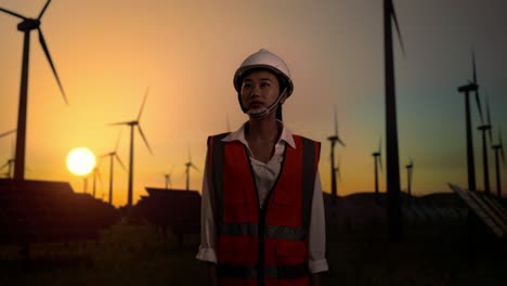 female engineer at a renewable energy facility