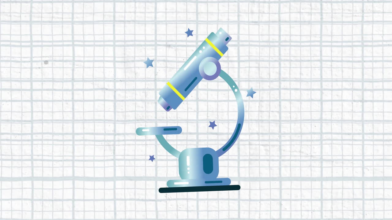 Animation of blue microscope over white background