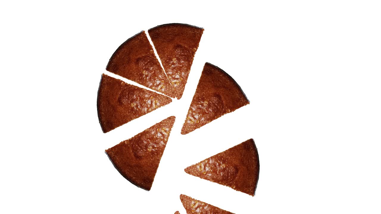 анимация с переплетенными кусочками торта