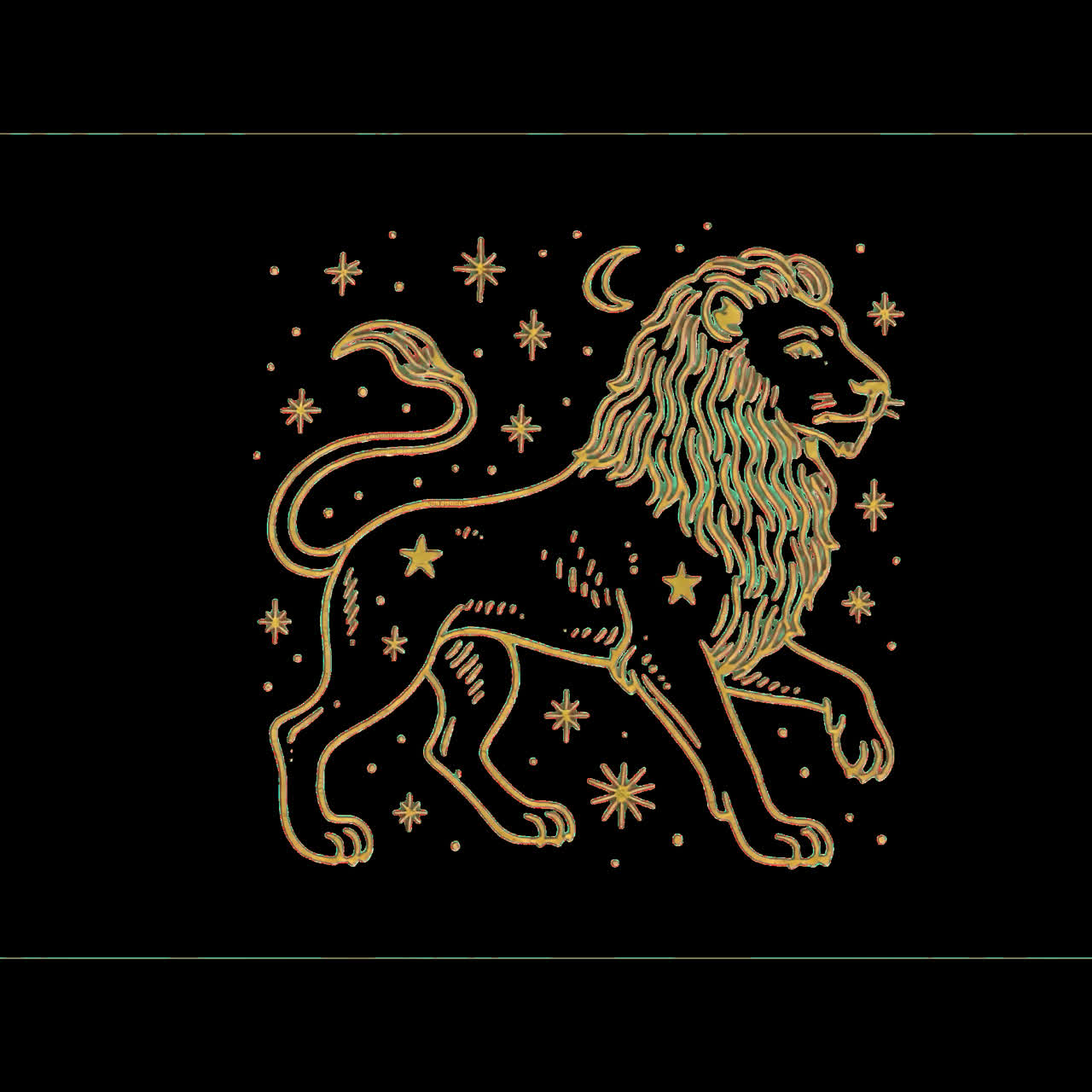Elegant celestial lion illustration animation isolated asset, transparent 4K video, alpha channel