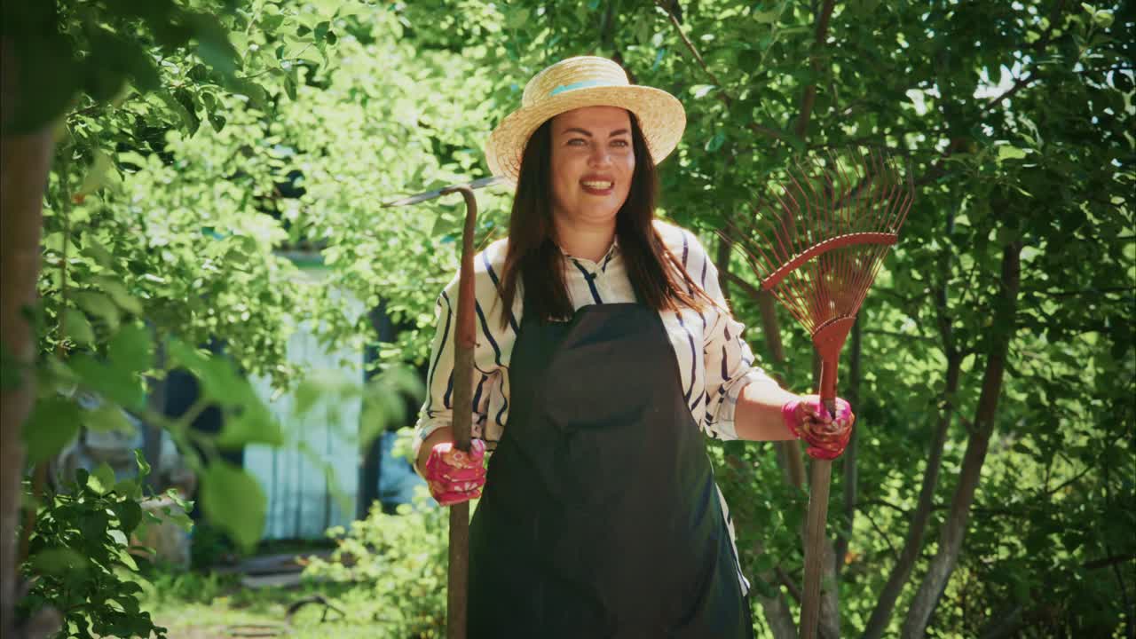 Woman Gardening with Tools