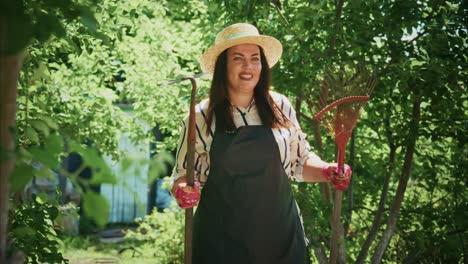 woman gardening with tools