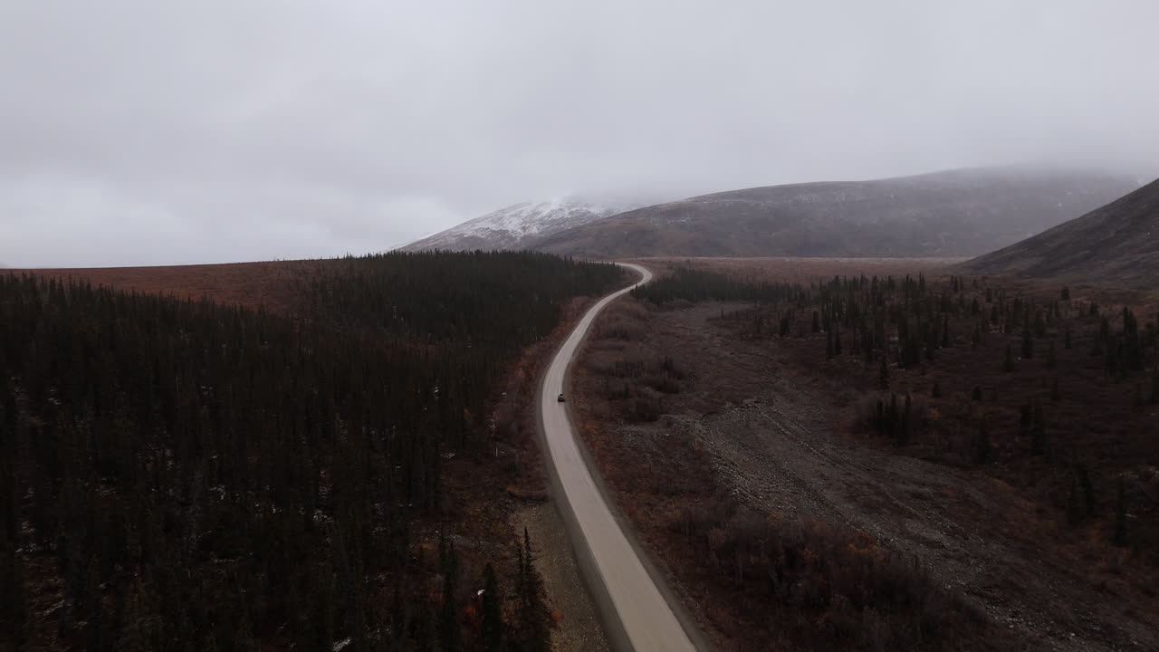 Mountains Along Dempster Highway In Yukon, Canada - Aerial Drone Shot