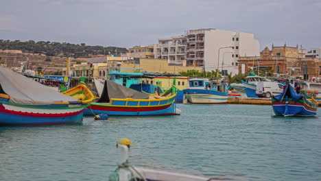 traditional fishing boats in the mediterranean village of marsaxlokk, malta