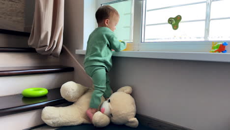 toddler exploring at home