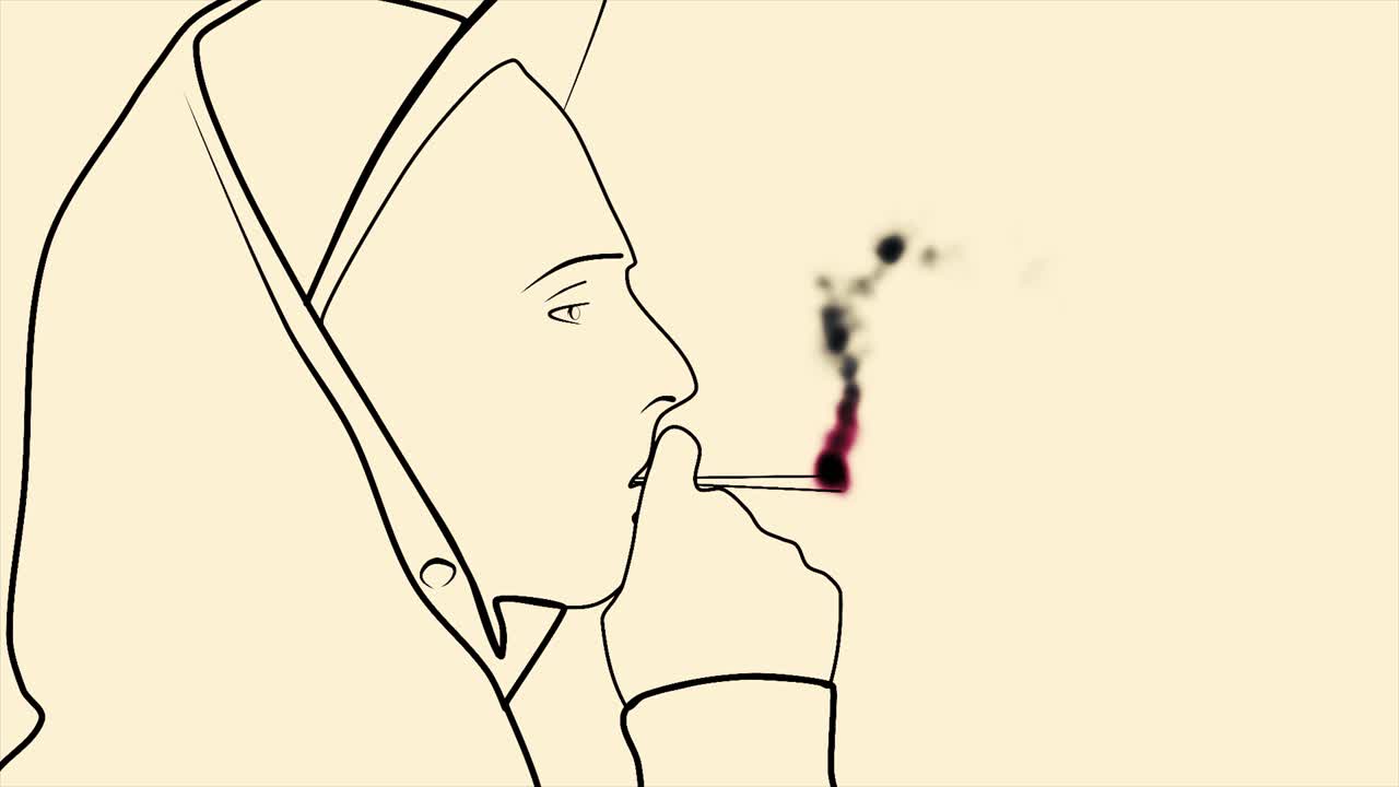Persona che fuma di profilo