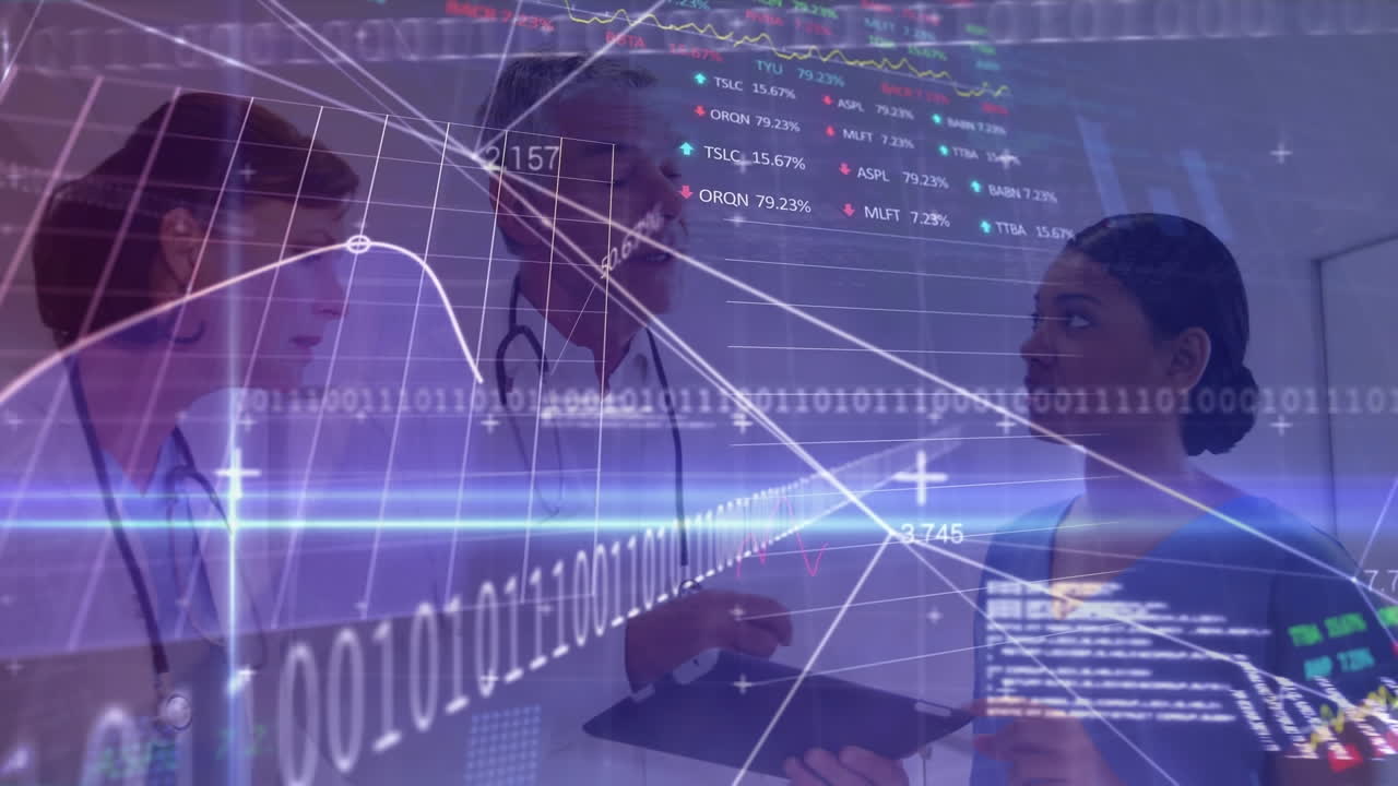 Animation of data processing over diverse doctors talking