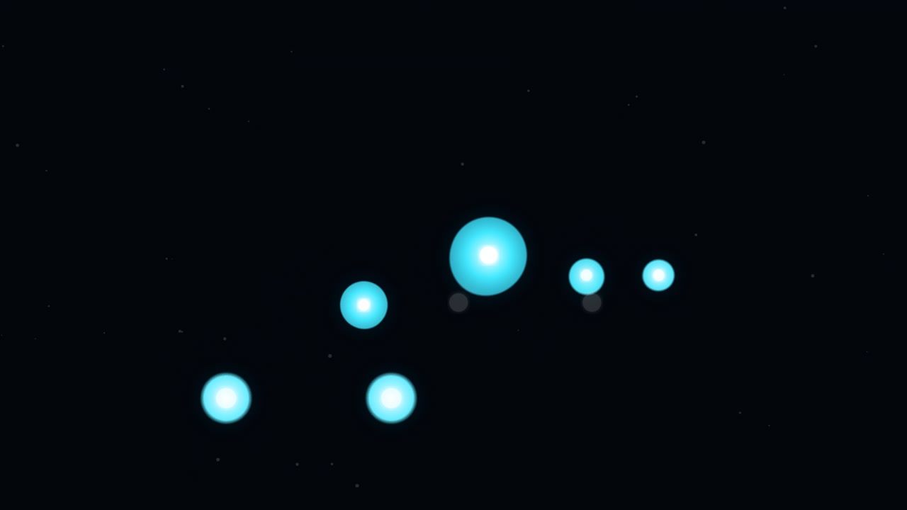 Animazione astratta di sfere liquide blu luminescenti che si uniscono e si dividono