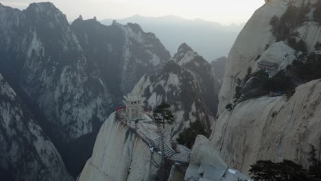 picturesque pavilion for chess on granite outcrop of huashan mountain