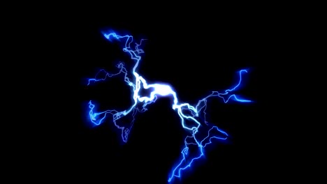 lightning and bright light in energy ball with spherical plasma radiating electric rays. looping animation.