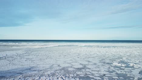 Drone-Aéreo-Disparó-Lago-Congelado,-Campo-De-Hielo,-Lago-Congelado