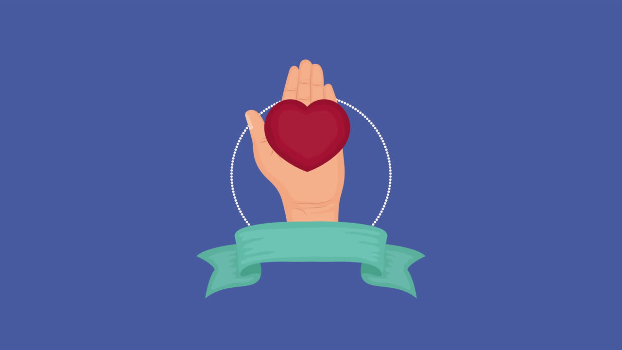 animación de derechos humanos con la mano y el corazón