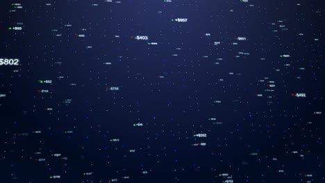 animated digital background showing fluctuating prices green gains red losses financial tickers dark