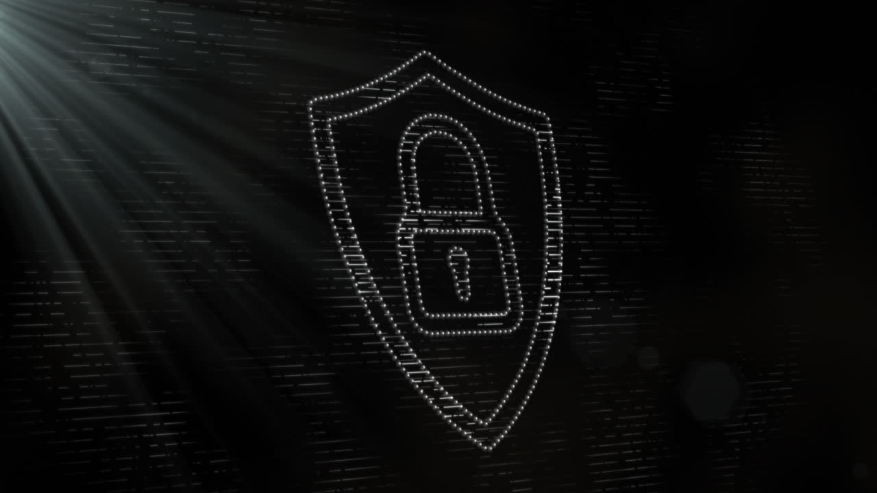 la animación digital de un icono de candado blanco simboliza la seguridad en línea.