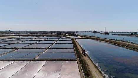 Vista-Aérea-De-Una-Fábrica-De-Sal-En-Un-Día-Soleado