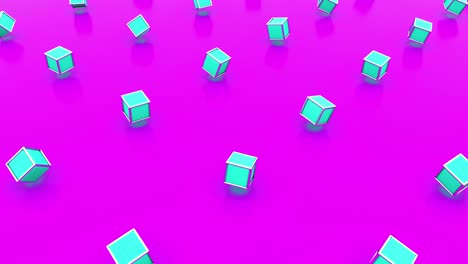 abstract geometric blue 3d rotating cubes on purple background animation. 4k seamless loop footage.