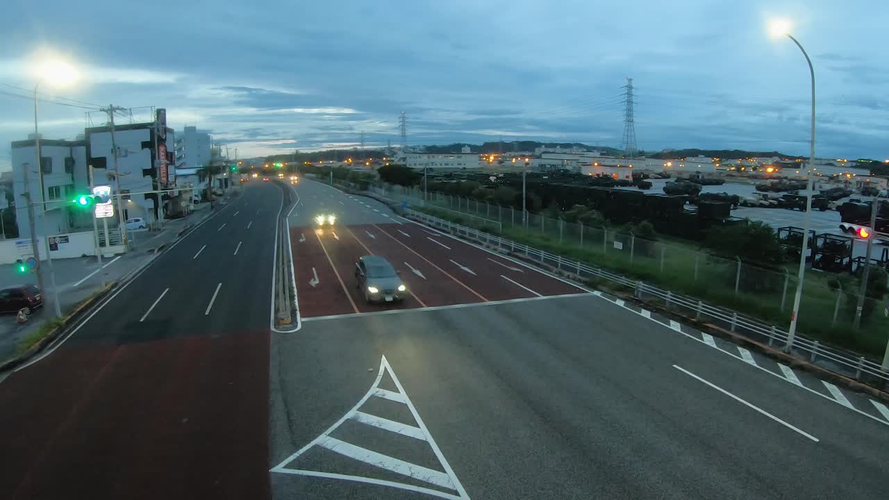 Traffic Timelapse. Camp Foster, American Military Base on Okinawa, Japan