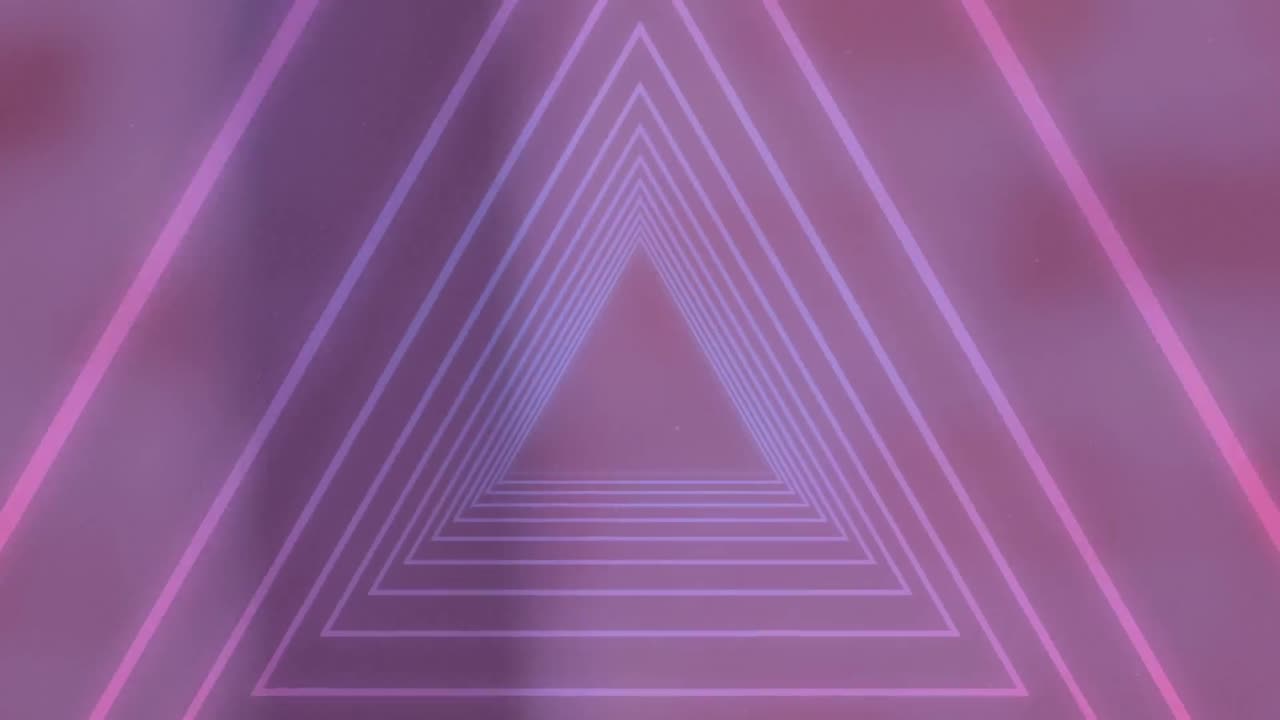 보라색 배경 위에 네온 빛나는 터널의 애니메이션