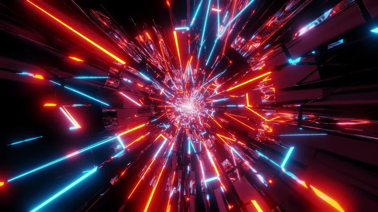 destruido demolido brillante marco de alambre en diseño roto túnel sin fin corredor ilustración 3d movimiento fondo papel tapiz en vivo muestras visuales vj bucle