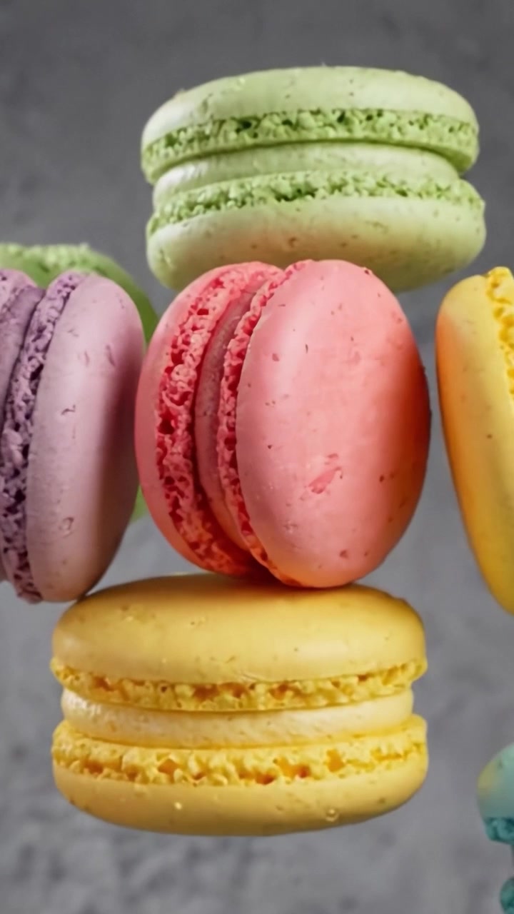 A Colorful Array of Macarons in Various Flavors and Textures Capturing the Delightful Essence of French Pastry Artistry