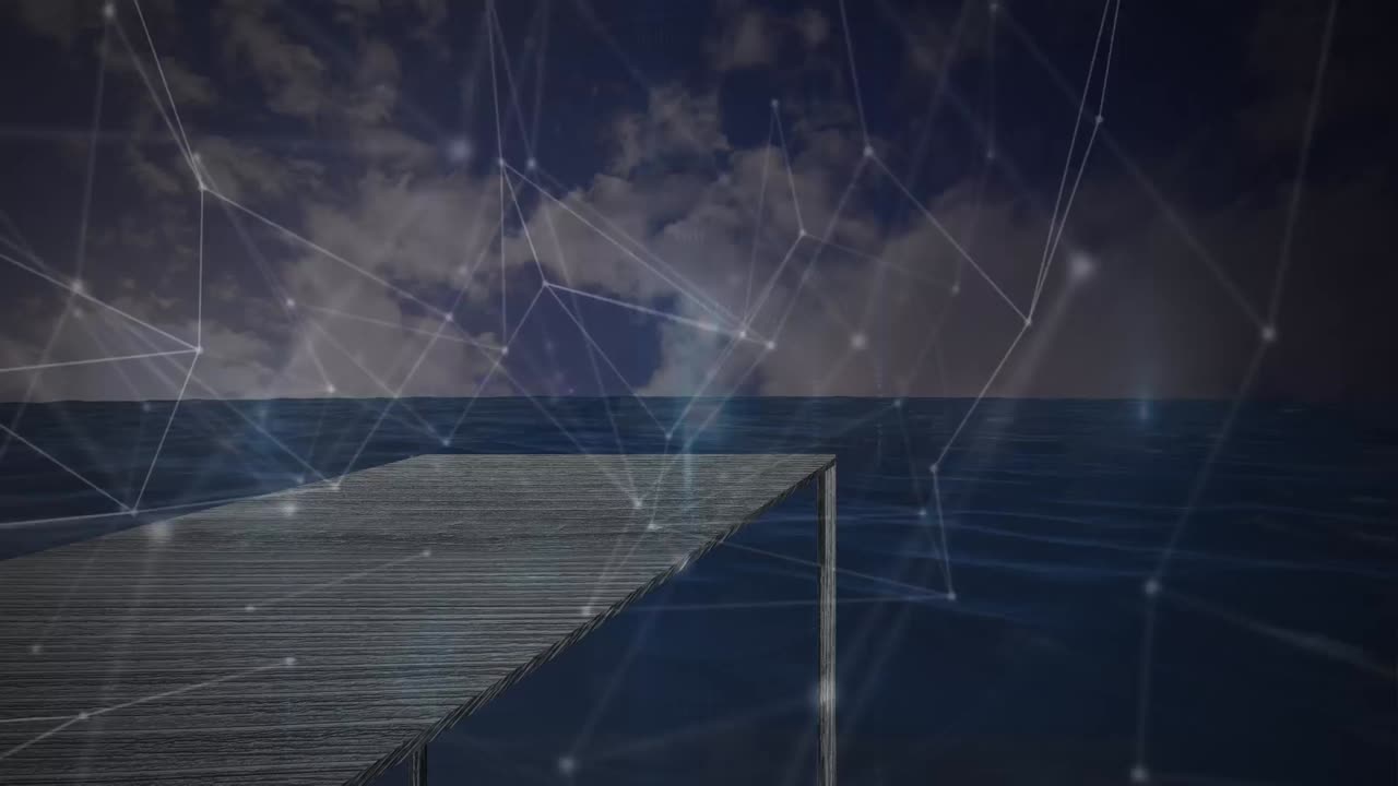 항구와 함께 해양 풍경에 대한 연결 및 그래프의 애니메이션