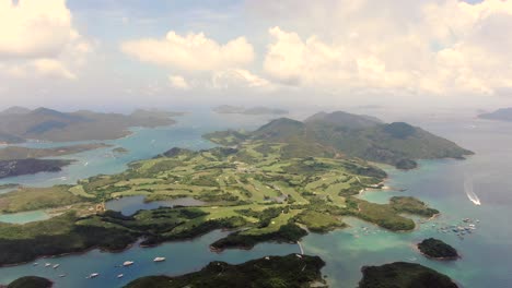 Aerial-view-of-The-Jockey-Club-Kau-Sai-Chau-Public-Golf-Course,-Hong-Kong